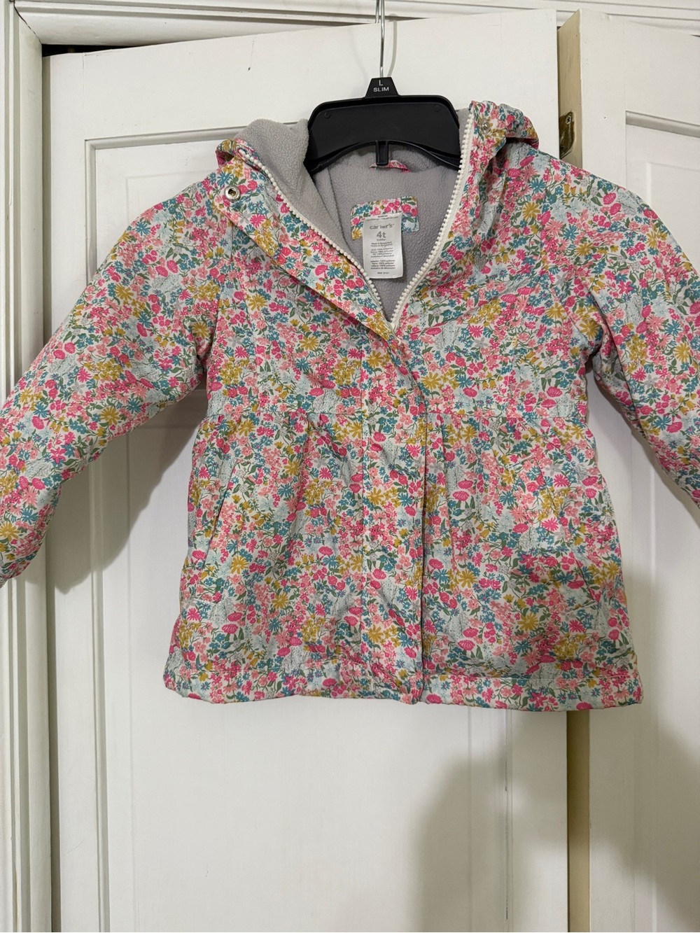 Carter's Floral Hooded Jacket - Pink, Yellow, Green